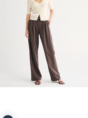 Abercrombie & Fitch Relaxed Wide-Leg Pants in Chocolate Brown. Size 33 long